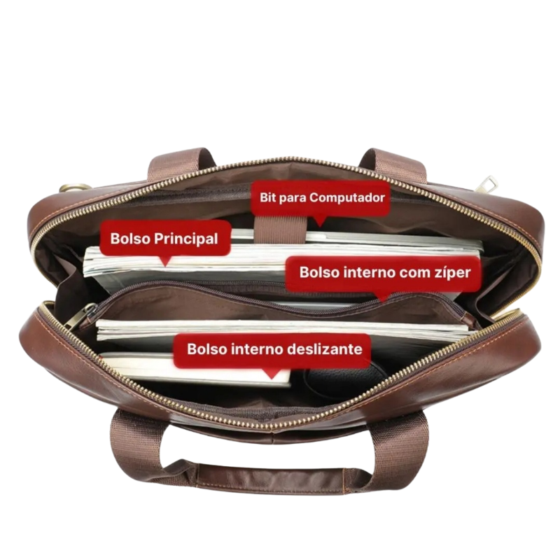 Pasta Executiva Well de Couro Legítimo Vitorini Notebook 15" pol