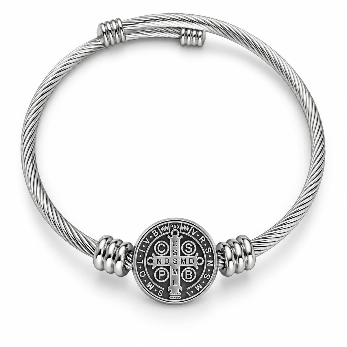 Pulseira Bracelete Vitorini São Bento | Ajustável em Aço Inoxidável 316L