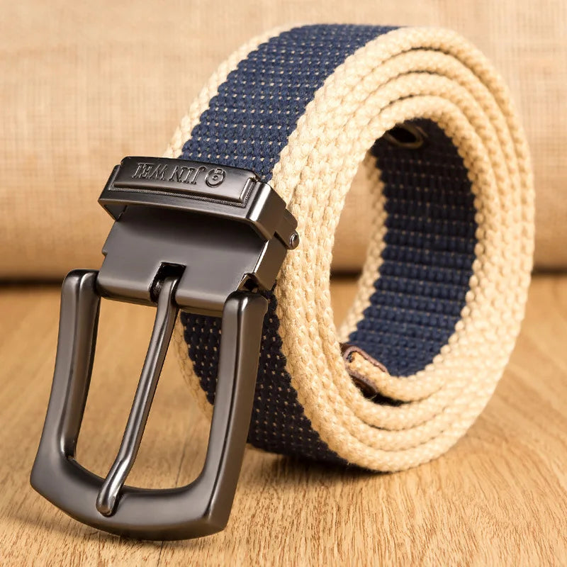 Cinto Casual Lona Ilhós Listras Masculino Vitorini