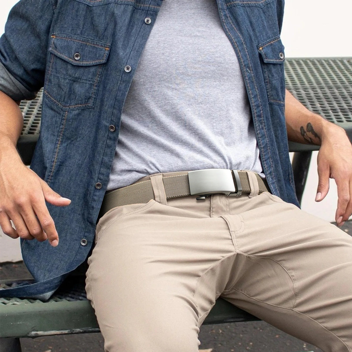 Cinto Casual Masculino Elástico Fivela Automática Vitorini