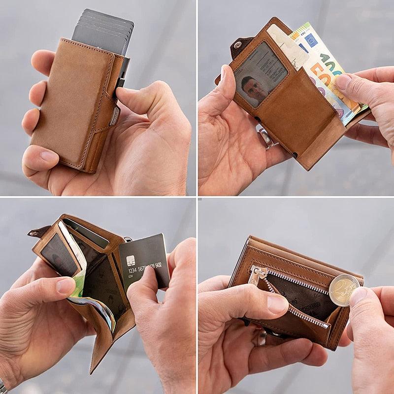 Carteira Slim de Couro com Proteção RFID