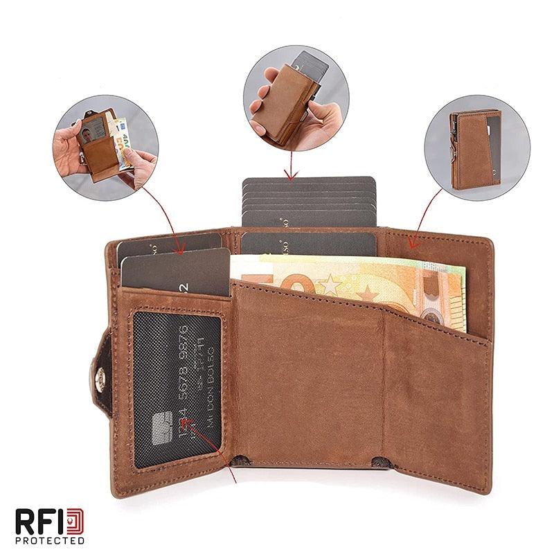 Carteira Slim de Couro com Proteção RFID