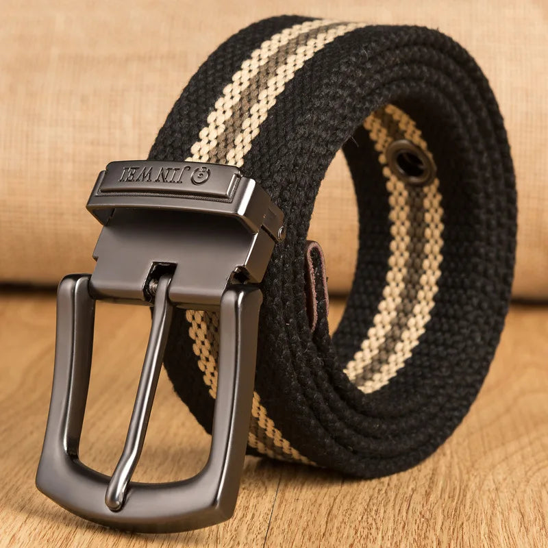 Cinto Casual Lona Ilhós Listras Masculino Vitorini