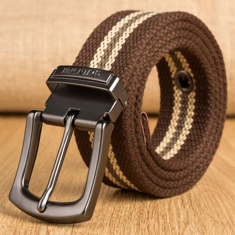Cinto Casual Lona Ilhós Listras Masculino Vitorini