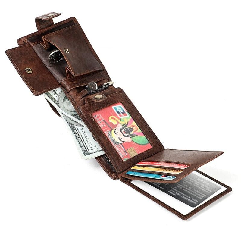 Carteira Artesanal em Couro Retro RFID