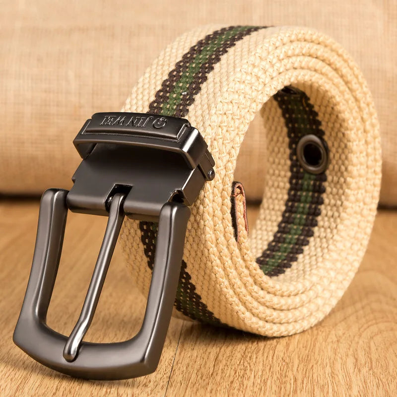Cinto Casual Lona Ilhós Listras Masculino Vitorini