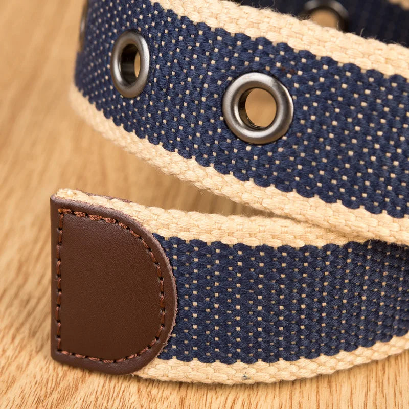 Cinto Casual Lona Ilhós Listras Masculino Vitorini