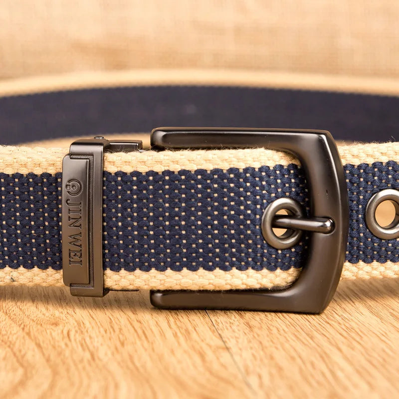 Cinto Casual Lona Ilhós Listras Masculino Vitorini