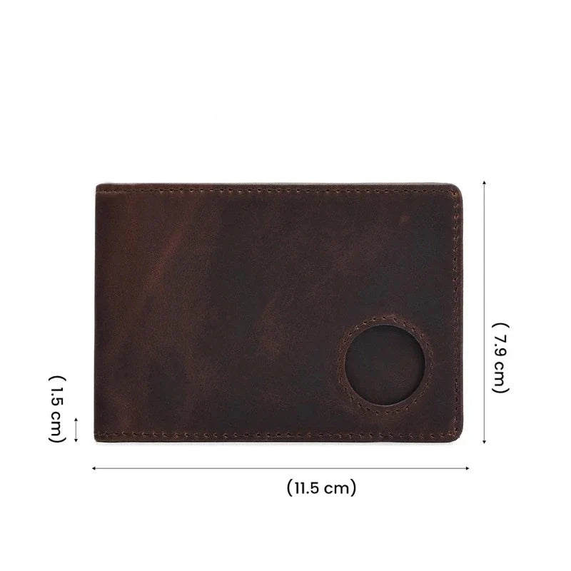 Carteira em Couro Legítimo Suporte AirTag RFID