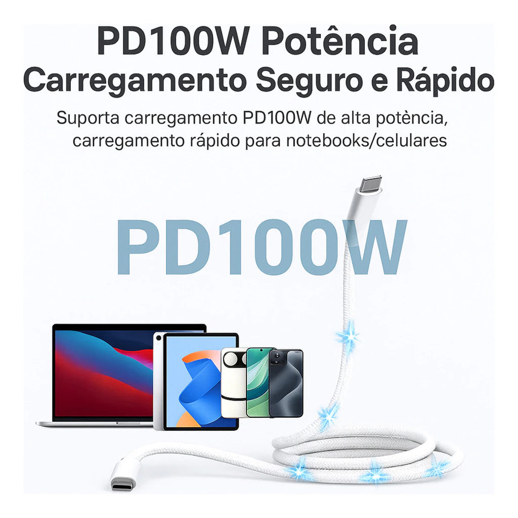 Cabo Magnético Usb-c Tipo C| 100w Retrátil Reforçado | Iphone e Android