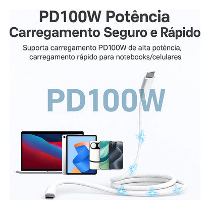 Cabo Magnético Usb-c Tipo C| 100w Retrátil Reforçado | Iphone e Android
