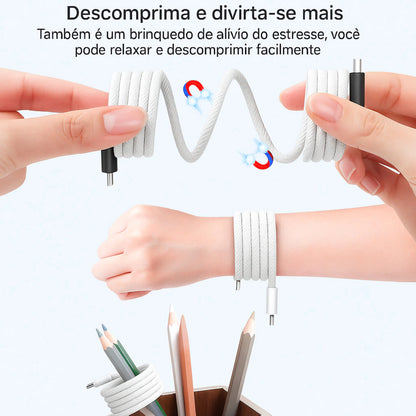Cabo Magnético Usb-c Tipo C| 100w Retrátil Reforçado | Iphone e Android